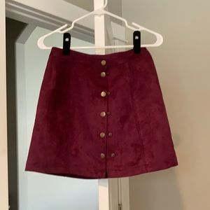 Velvet maroon mini skirt